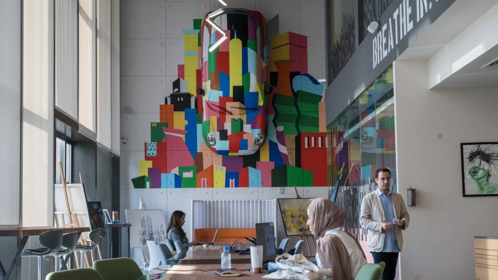 People working on a coworking space