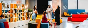 Meeting in a coworking space